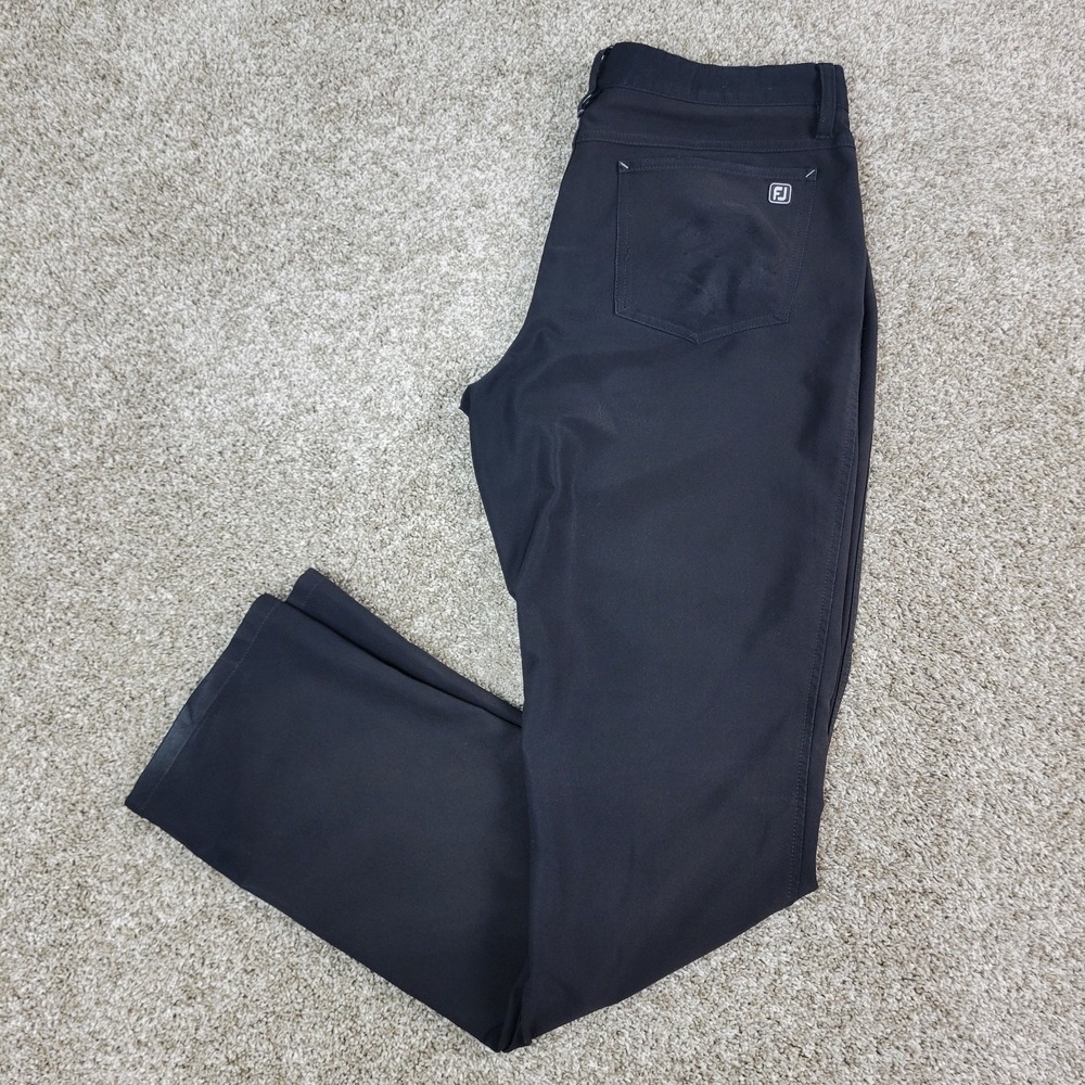 FootJoy Mens 34x34 Solid Black Performance Stretch‎ Chino Golf Pants